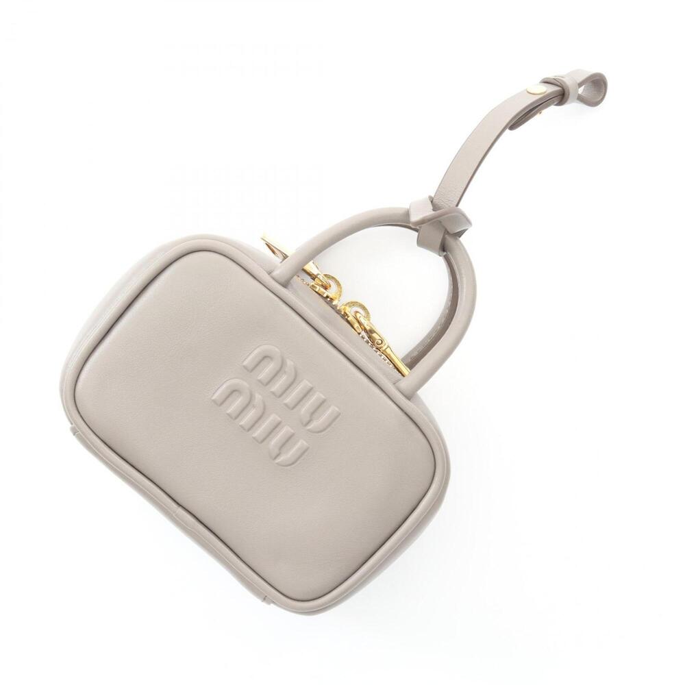 Miu Miu Miu Micro Bag Charm Accessory Leather Women's Gray 5NR036